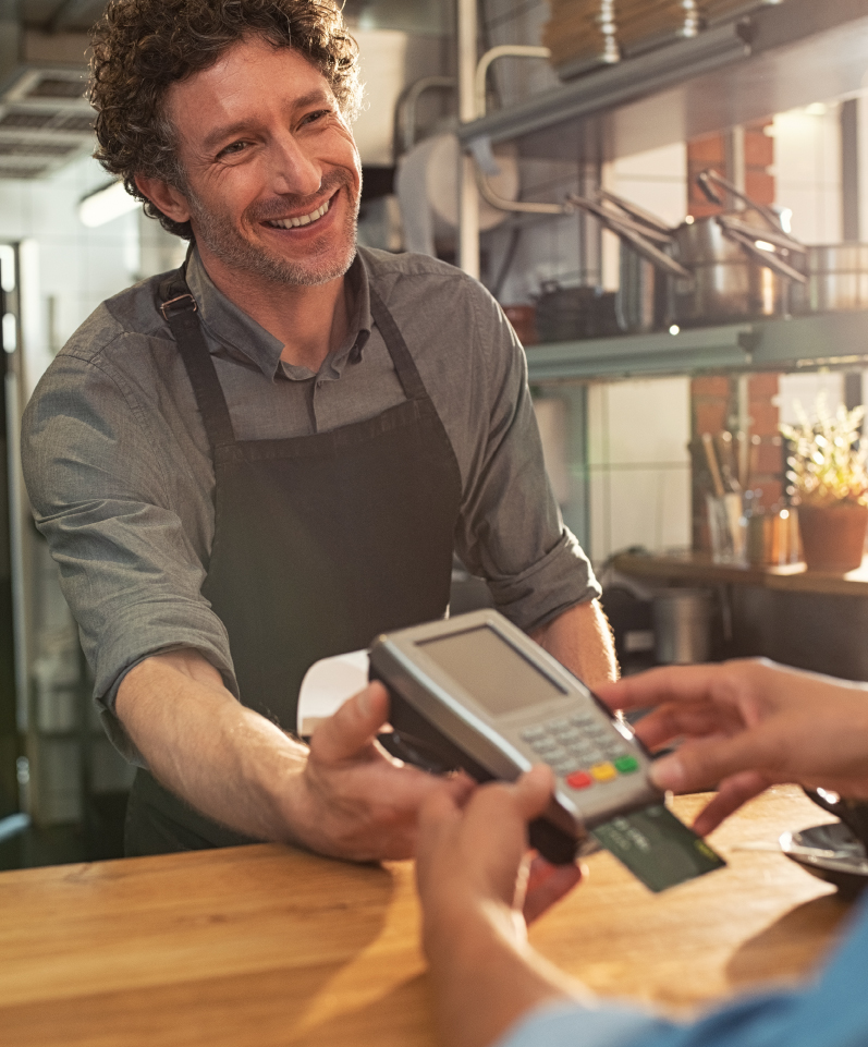 small business owner accepting payment.